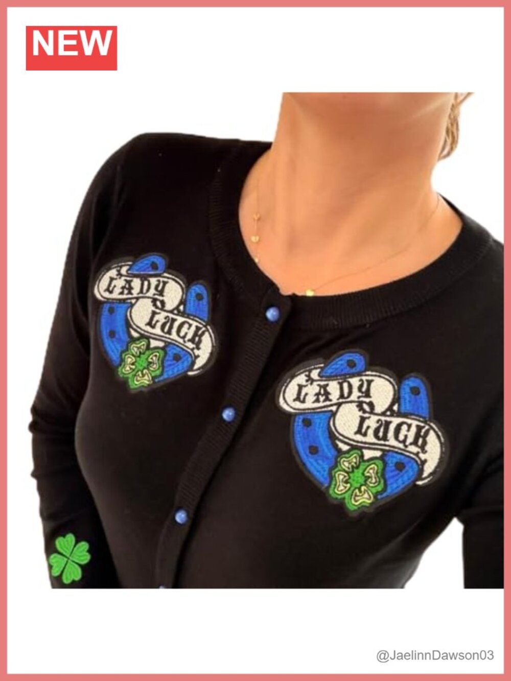 Ro Rox Lady Luck Cardigan Retro Rockabilly Embroidered Knit Sweater
